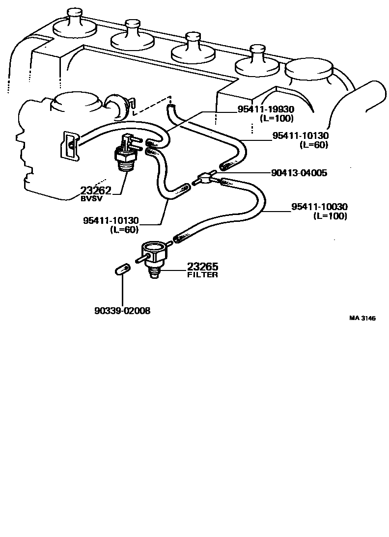 Toyota COROLLA vacuum tube EPC diagram — MA3146