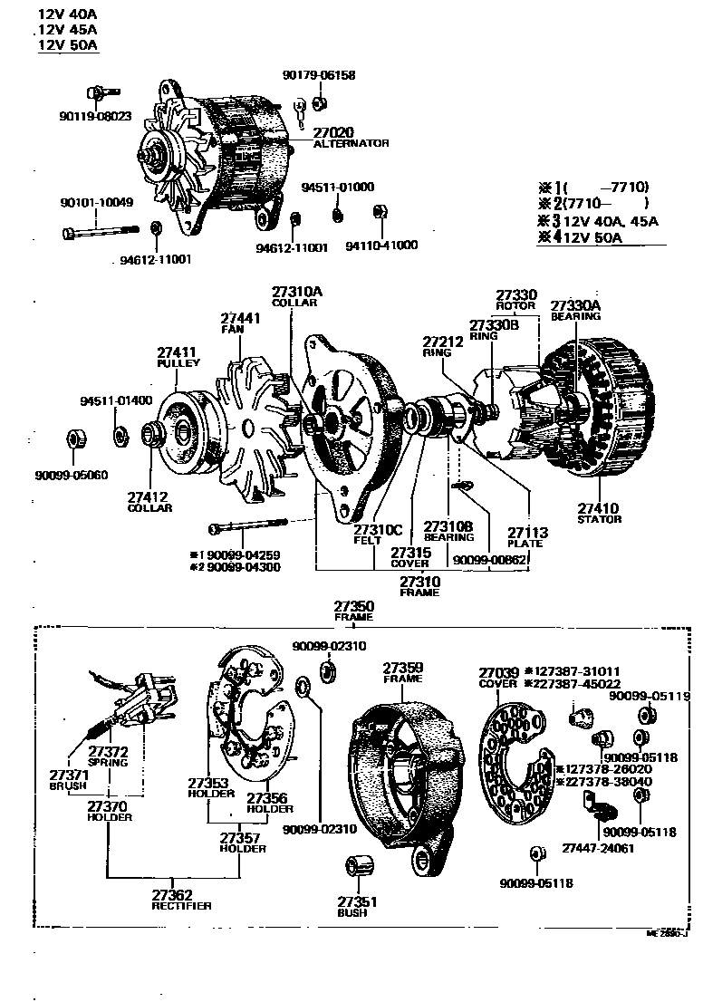 Toyota COROLLA Alternator EPC diagram — ME2890J