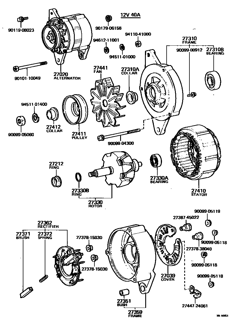 Toyota COROLLA Alternator EPC diagram — ME8883