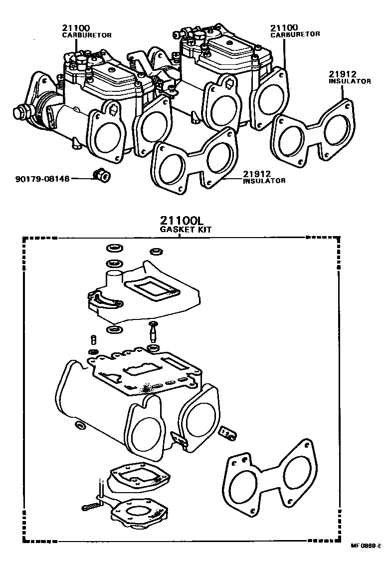 Toyota COROLLA carburetor assembly EPC diagram — MF0869E