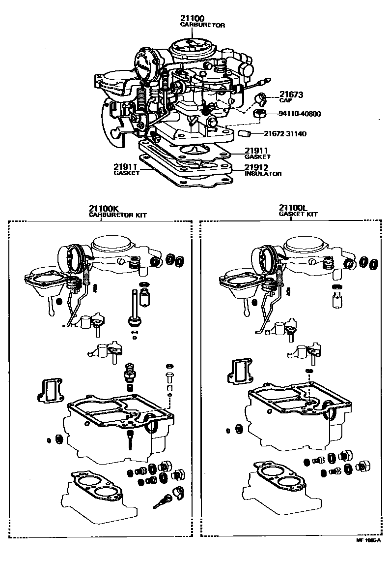 Toyota COROLLA carburetor assembly EPC diagram — MF1095A