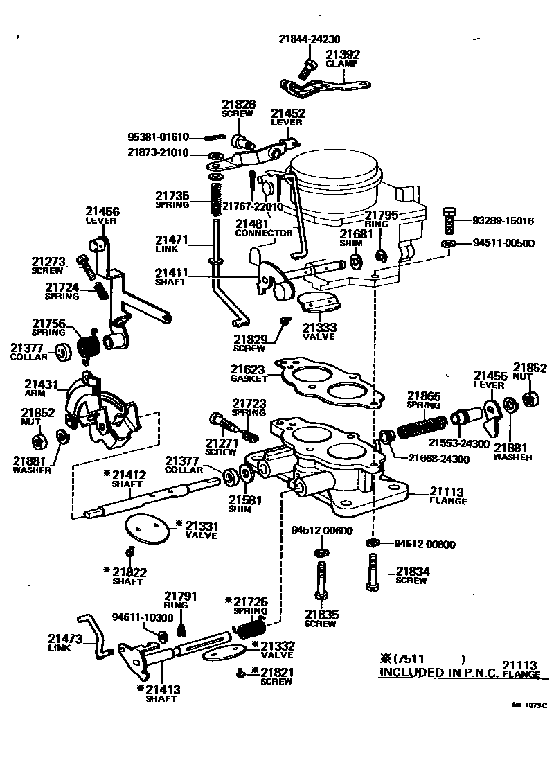 Toyota COROLLA 化油器 EPC diagram — MF1073C