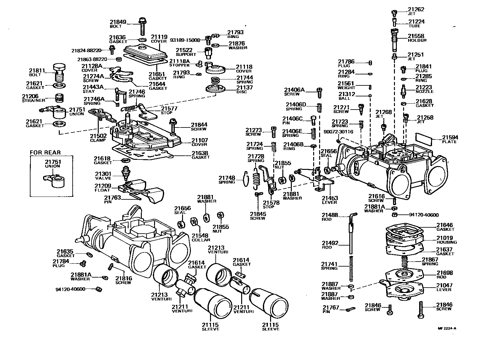 Toyota COROLLA 化油器 EPC diagram — MF2224A