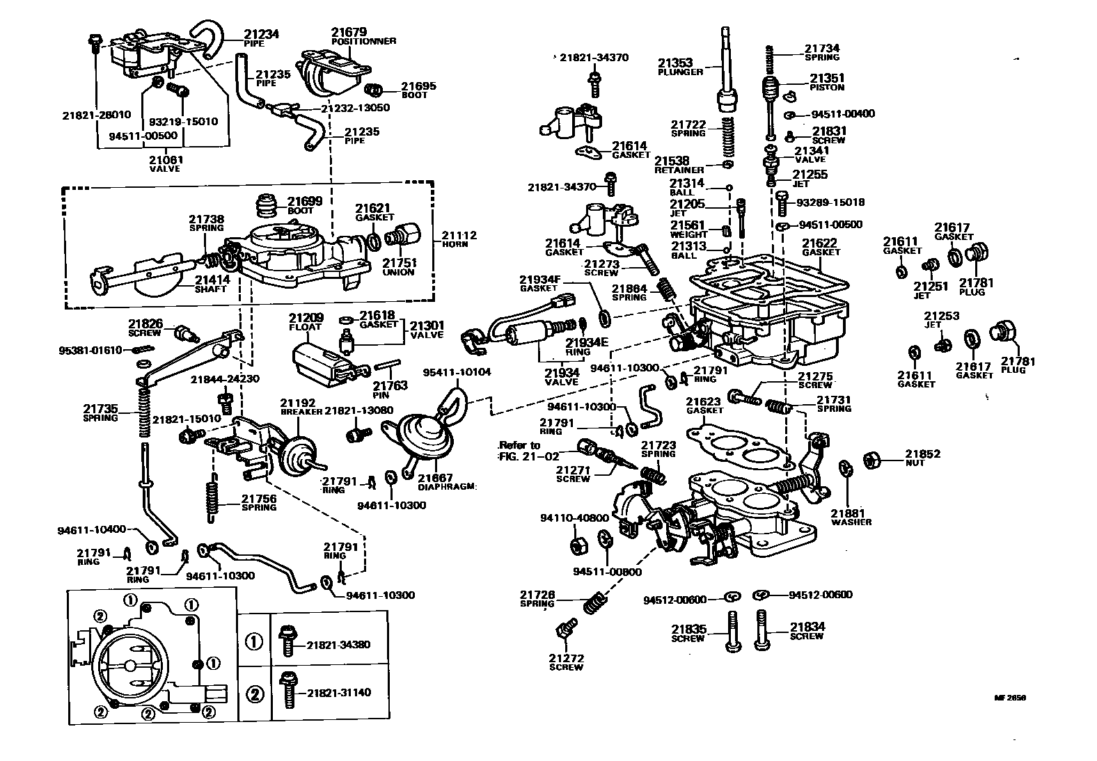 Toyota COROLLA 化油器 EPC diagram — MF2656