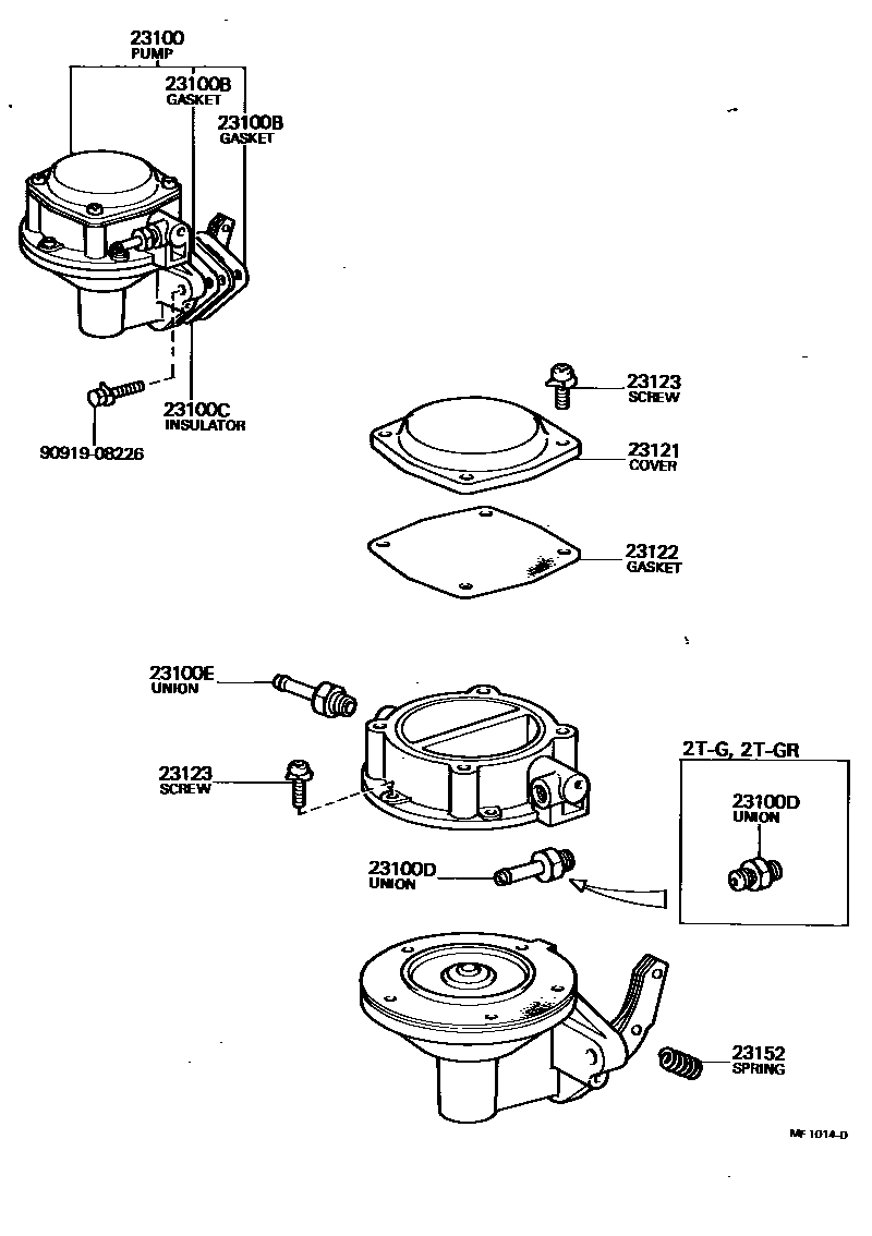 Toyota COROLLA 燃油泵和燃油管 EPC diagram — MF1014D
