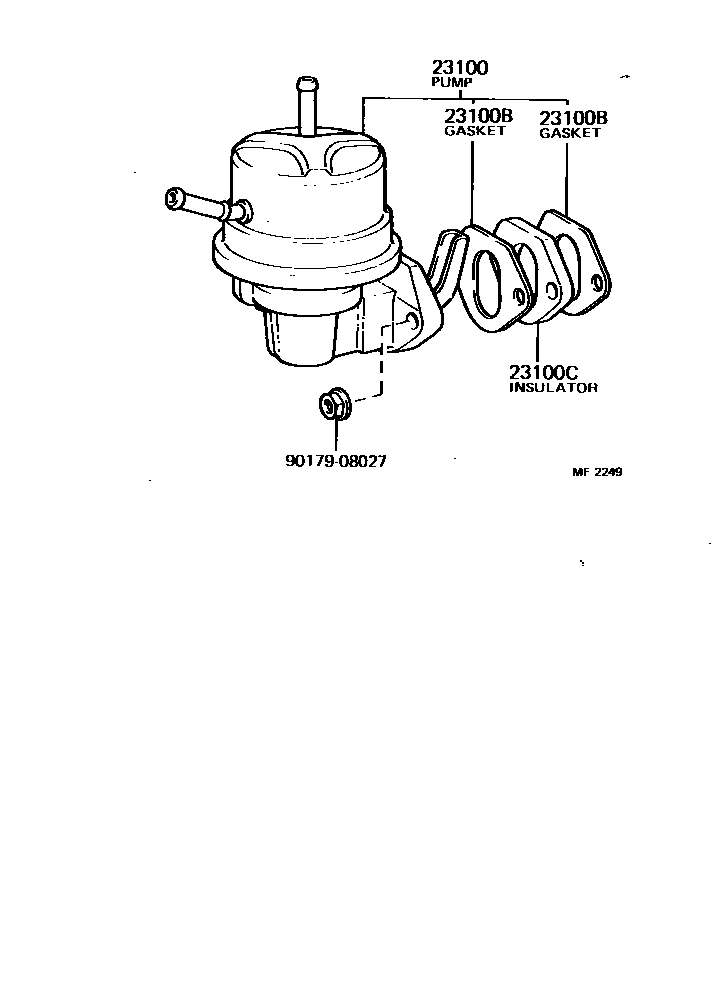 Toyota COROLLA 燃油泵和燃油管 EPC diagram — MF2249
