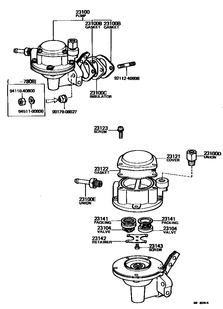 Toyota COROLLA 燃油泵和燃油管 EPC diagram — MF8026B