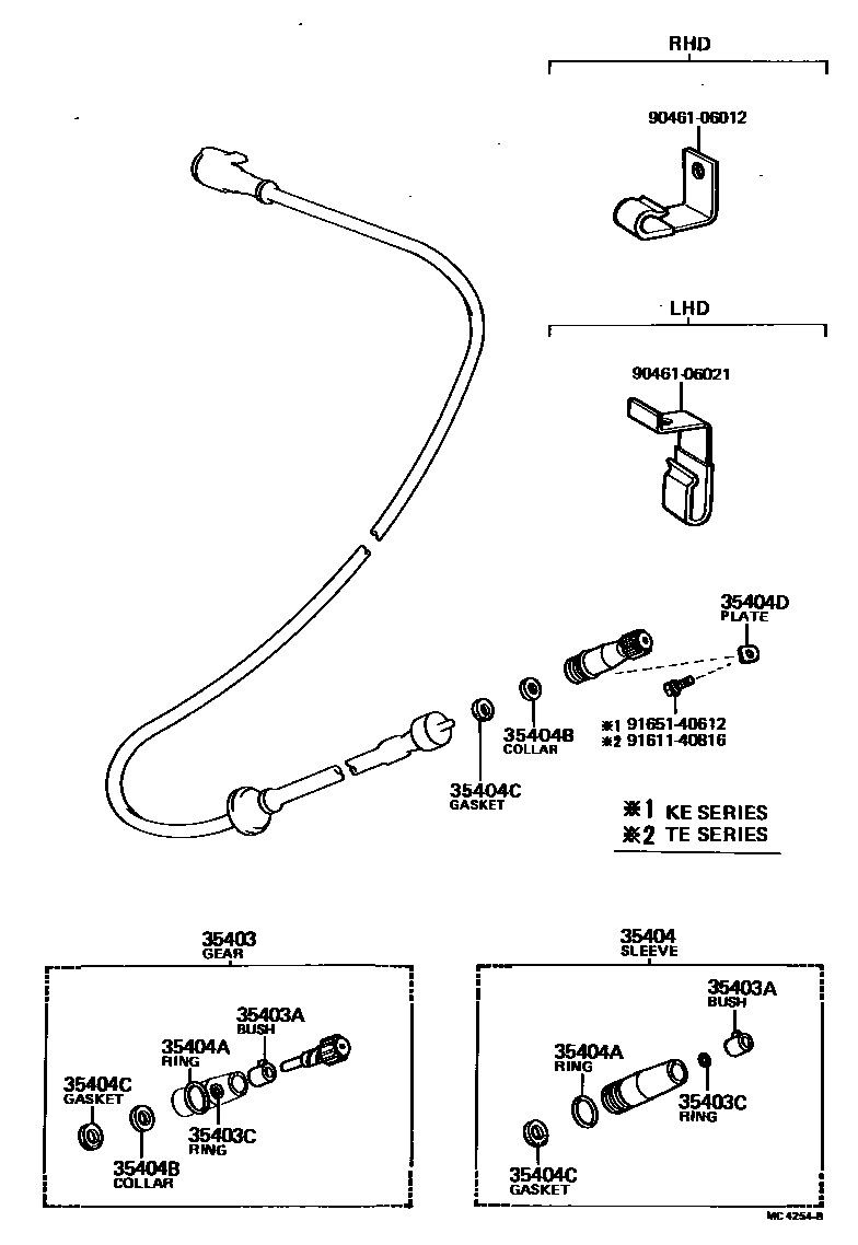 Toyota COROLLA 速度表从动齿轮(ATM) EPC diagram — MC4254B