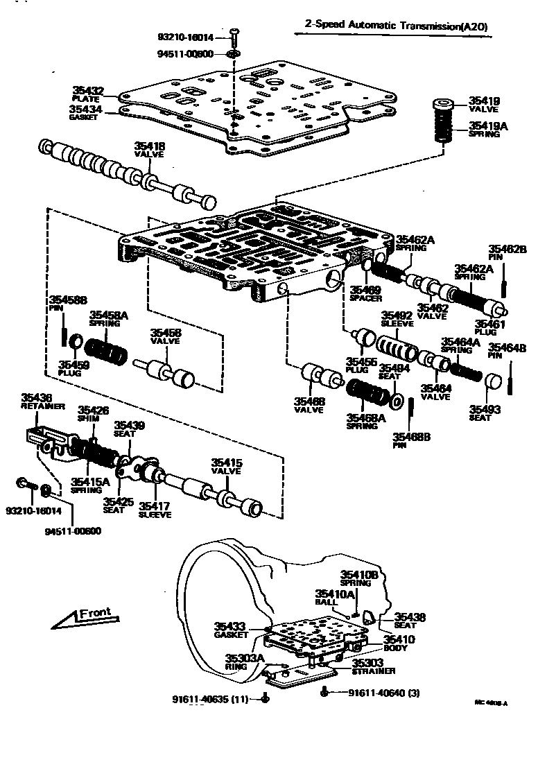 Toyota COROLLA 阀体和滤油网(ATM) EPC diagram — MC4608A