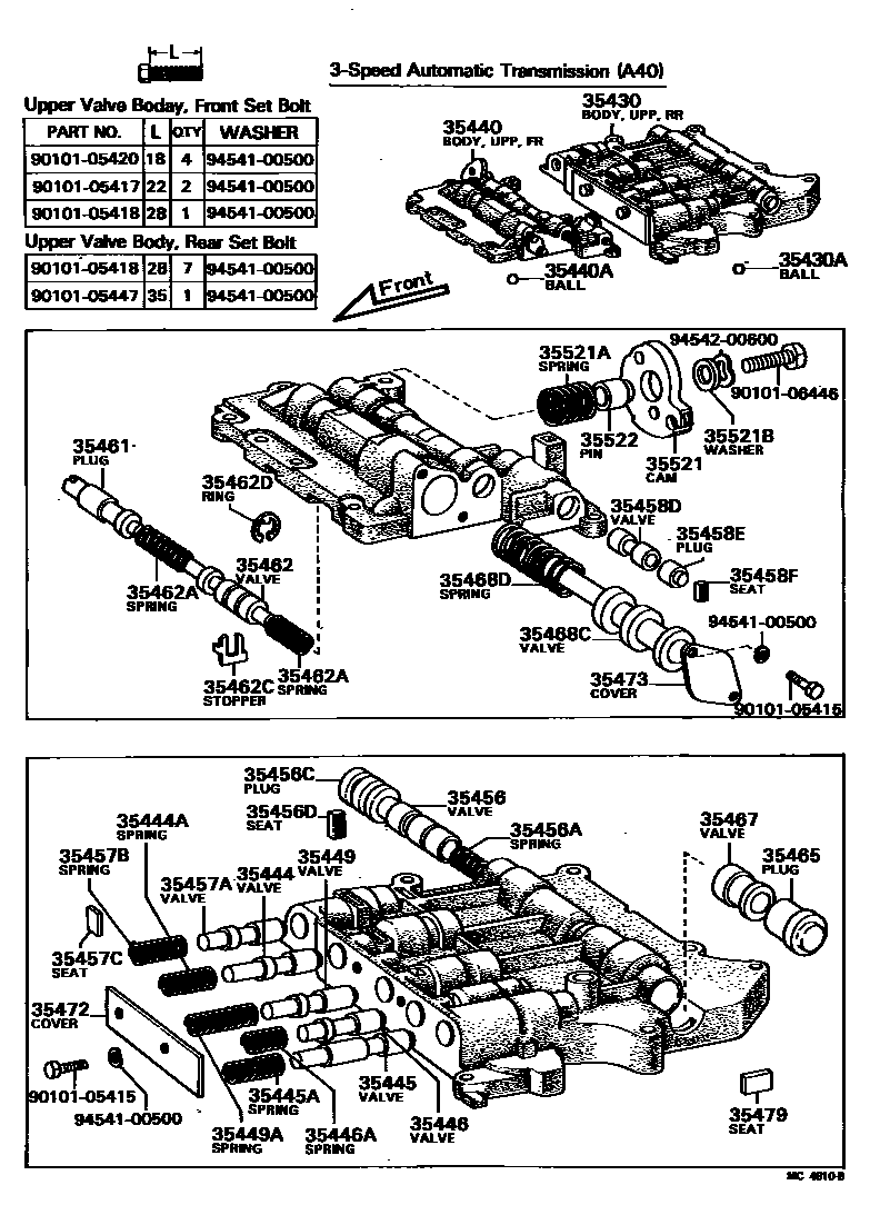 Toyota COROLLA 阀体和滤油网(ATM) EPC diagram — MC4610B