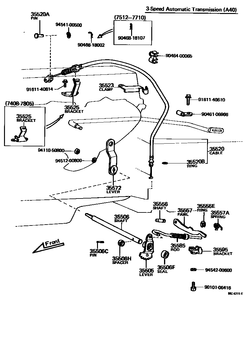 Toyota COROLLA 节气阀连杆和阀杆(ATM) EPC diagram — MC4211E