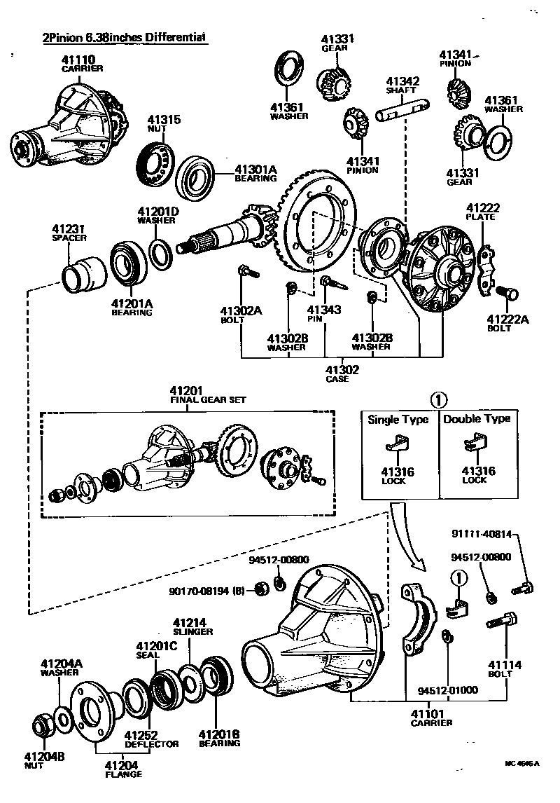 Toyota COROLLA 后桥壳和差速器 EPC diagram — MC4646A