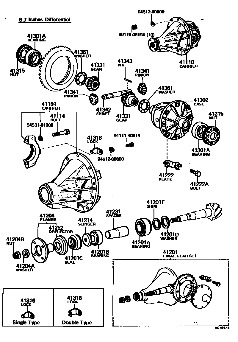 Toyota COROLLA 后桥壳和差速器 EPC diagram — MC4647B