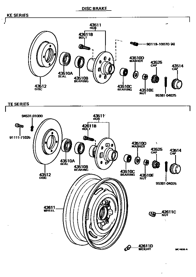Toyota COROLLA Front Axle Hub EPC diagram — MC4638A