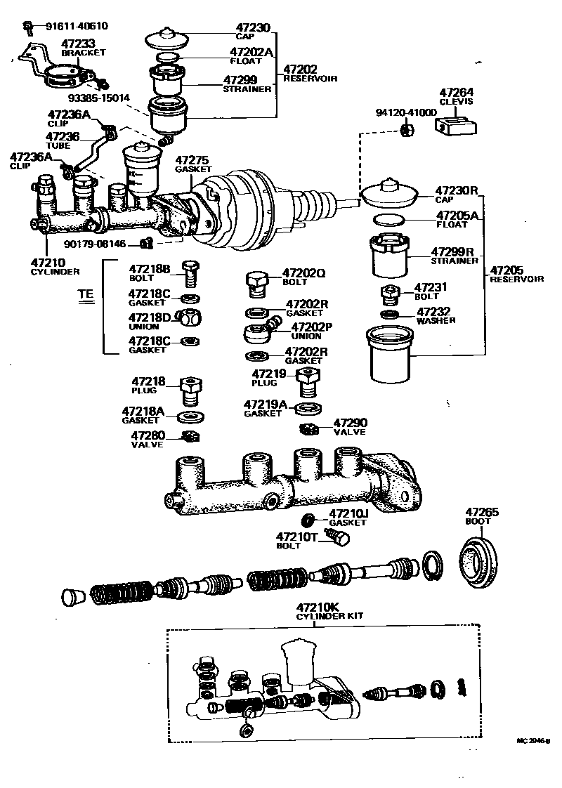 Toyota COROLLA 制动总泵 EPC diagram — MC2946B