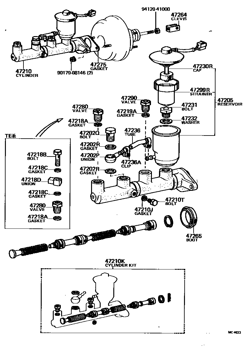 Toyota COROLLA 制动总泵 EPC diagram — MC4633