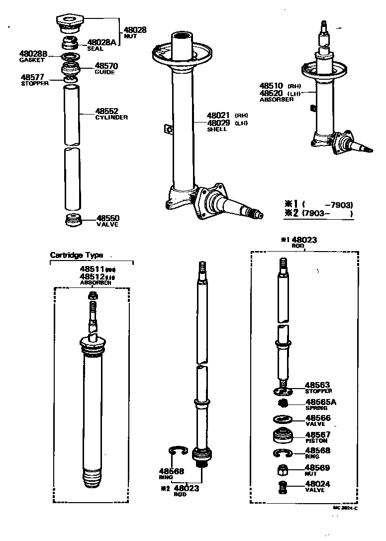 Toyota COROLLA Front Spring & Shock Absorber EPC diagram — MC3624C