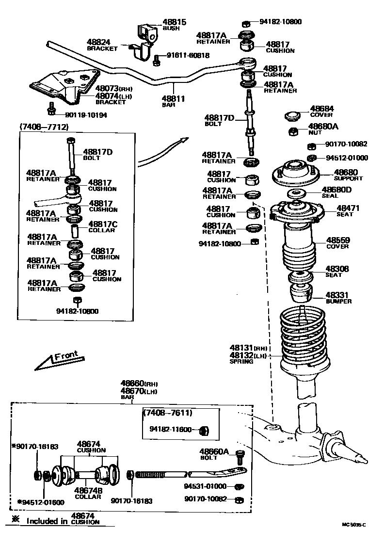 Toyota COROLLA Front Spring & Shock Absorber EPC diagram — MC5035C