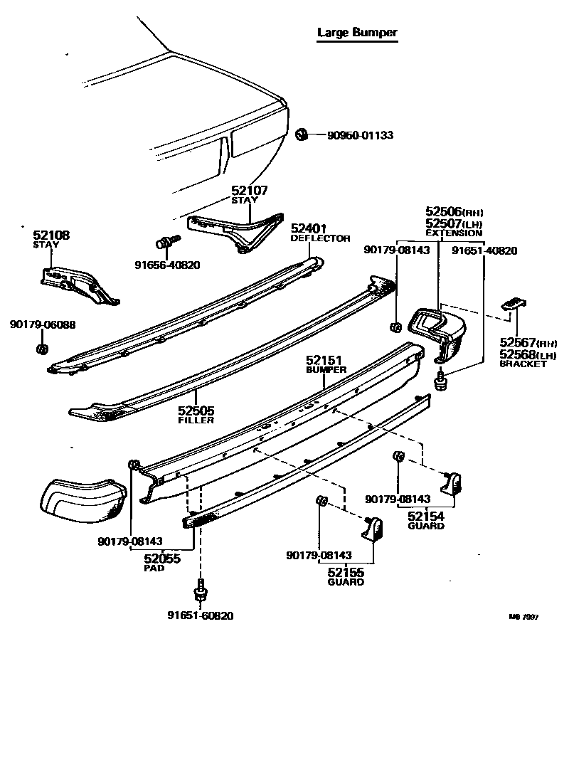 Toyota COROLLA 后保险杠及附件 EPC diagram — MB7997
