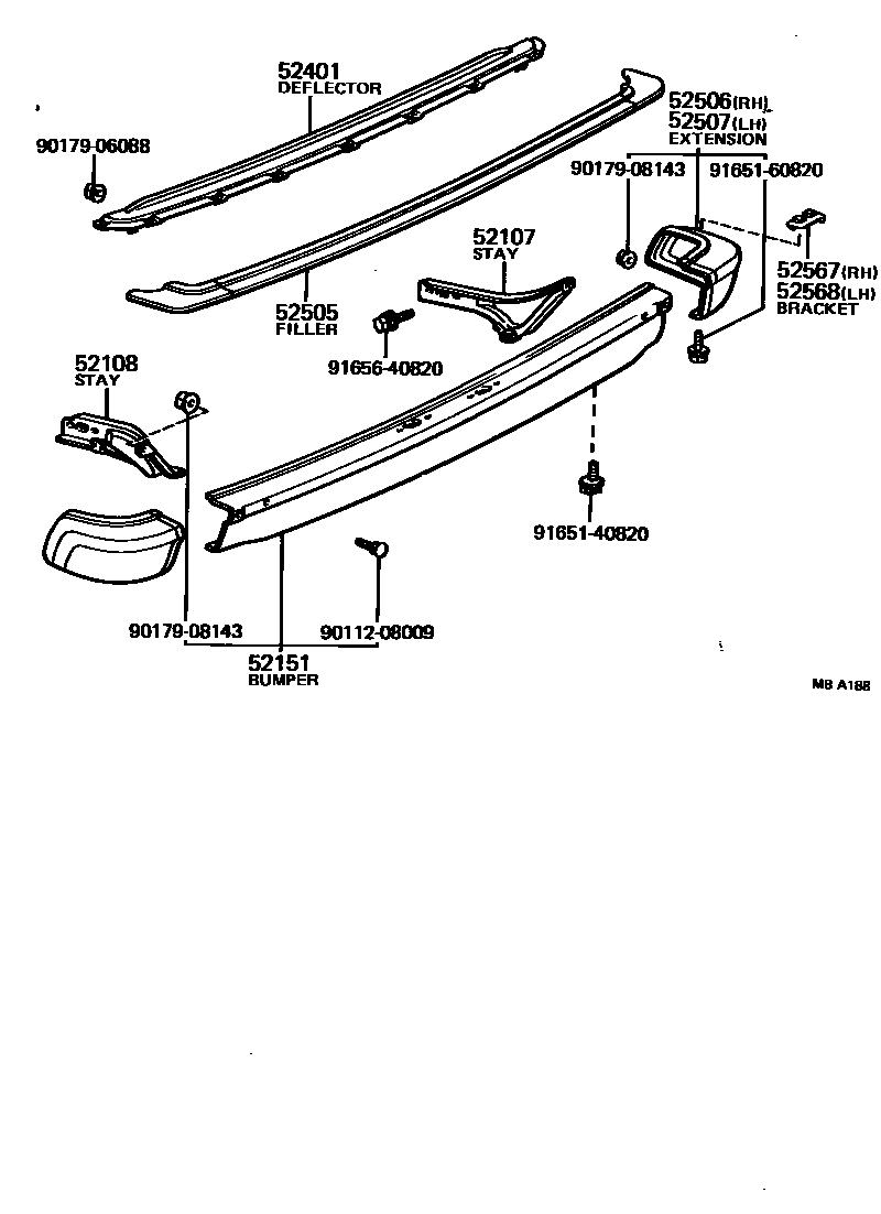 Toyota COROLLA 后保险杠及附件 EPC diagram — MBA188