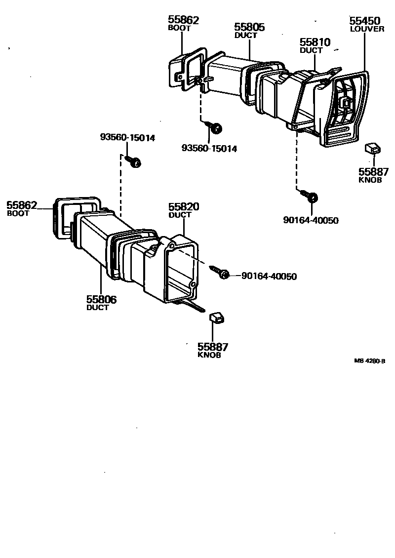 Toyota COROLLA 前围板通风装置 EPC diagram — MB4280B