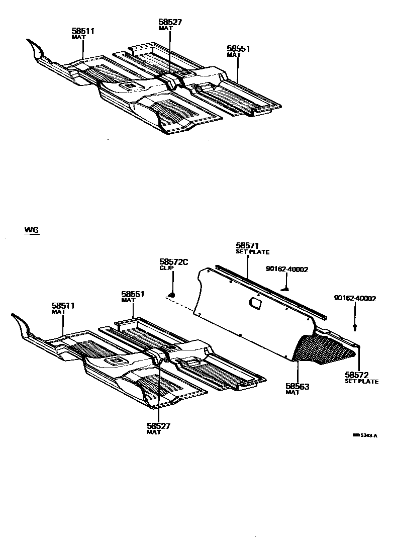 Toyota COROLLA 地板垫 EPC diagram — MB5343A