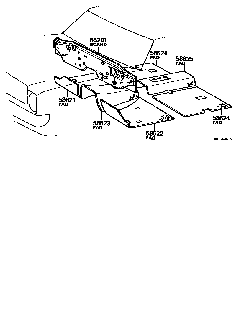 Toyota COROLLA 前围板消声板和地板消声垫 EPC diagram — MB5345A