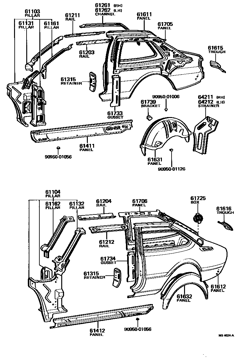 Toyota COROLLA 侧梁 EPC diagram — MB4024A