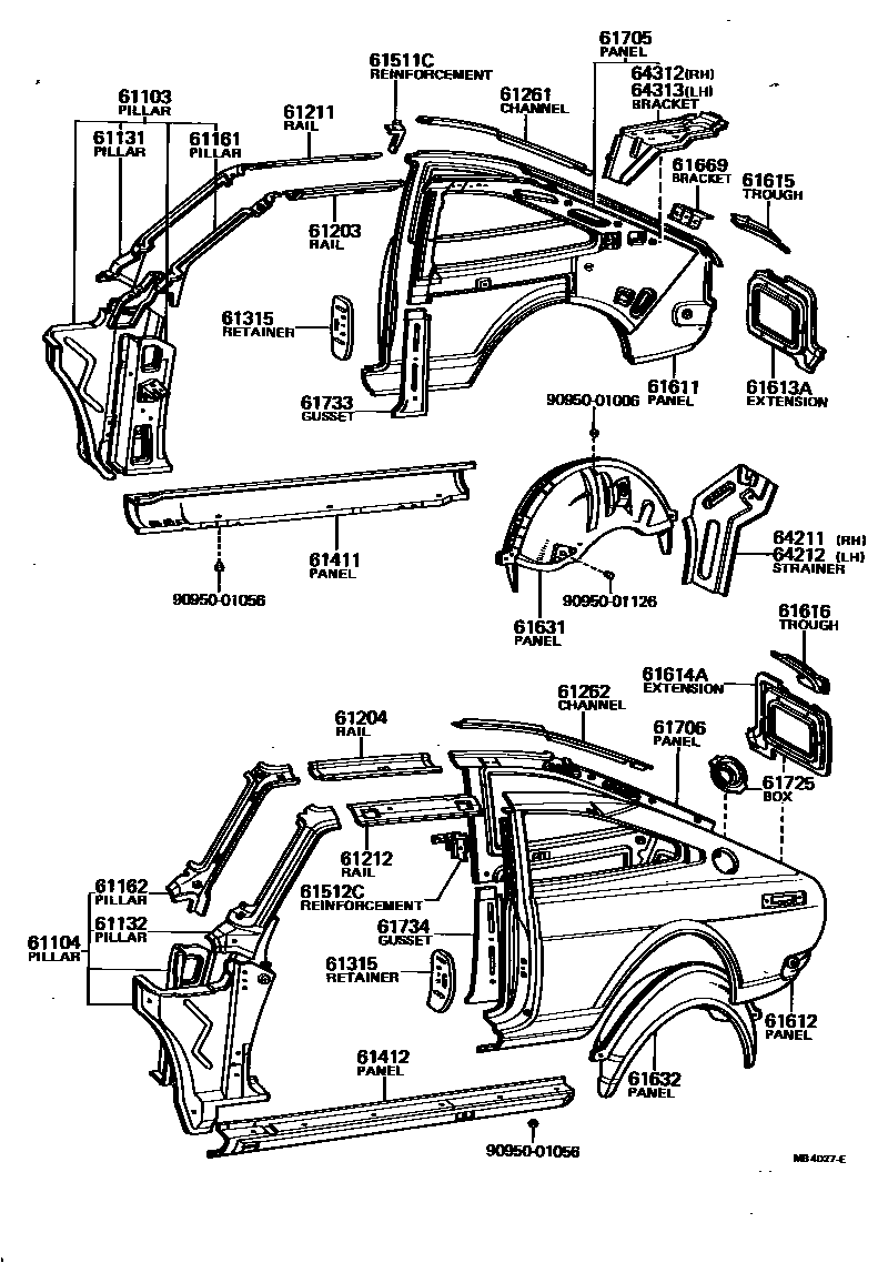 Toyota COROLLA 侧梁 EPC diagram — MB4027E