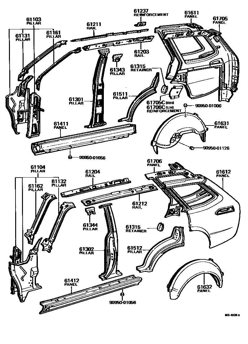 Toyota COROLLA 侧梁 EPC diagram — MB4029B