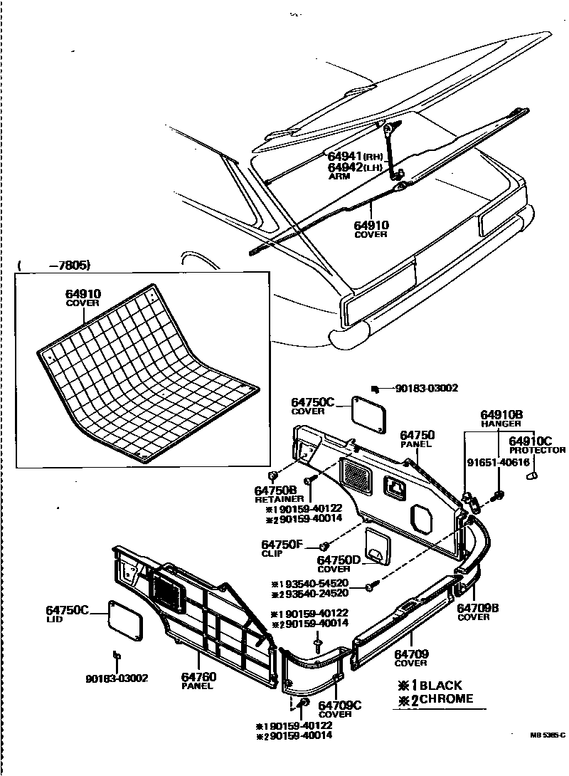 Toyota COROLLA 底板和底板装饰罩 EPC diagram — MB5365C