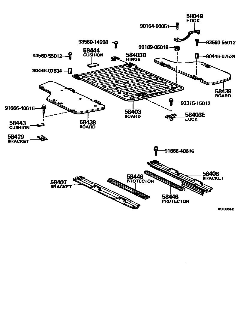 Toyota COROLLA 底板和底板装饰罩 EPC diagram — MB6604C