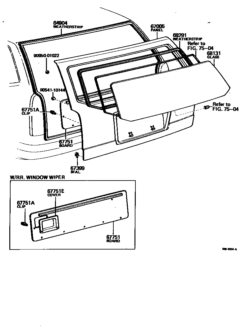 Toyota COROLLA 背门板和背门玻璃 EPC diagram — MB4064A