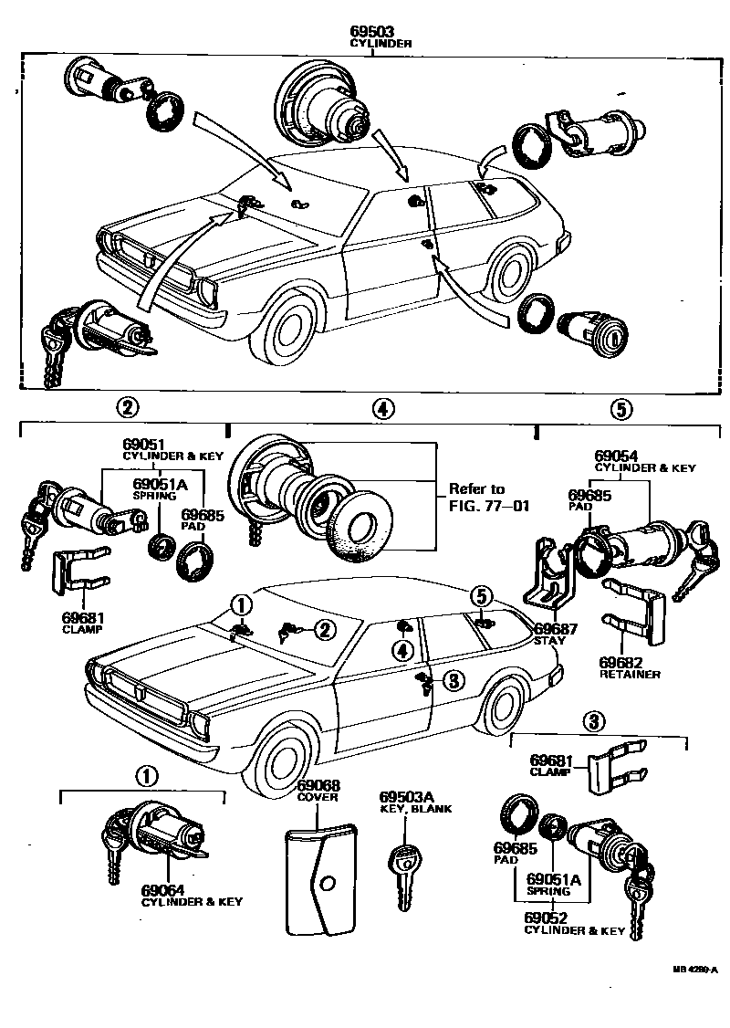 Toyota COROLLA 锁芯组件 EPC diagram — MB4299A