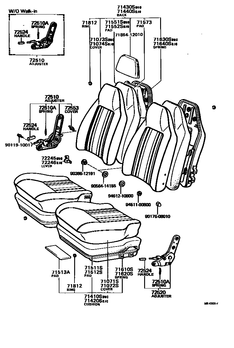 Toyota COROLLA 前排座椅和座椅滑轨 EPC diagram — MB4300F