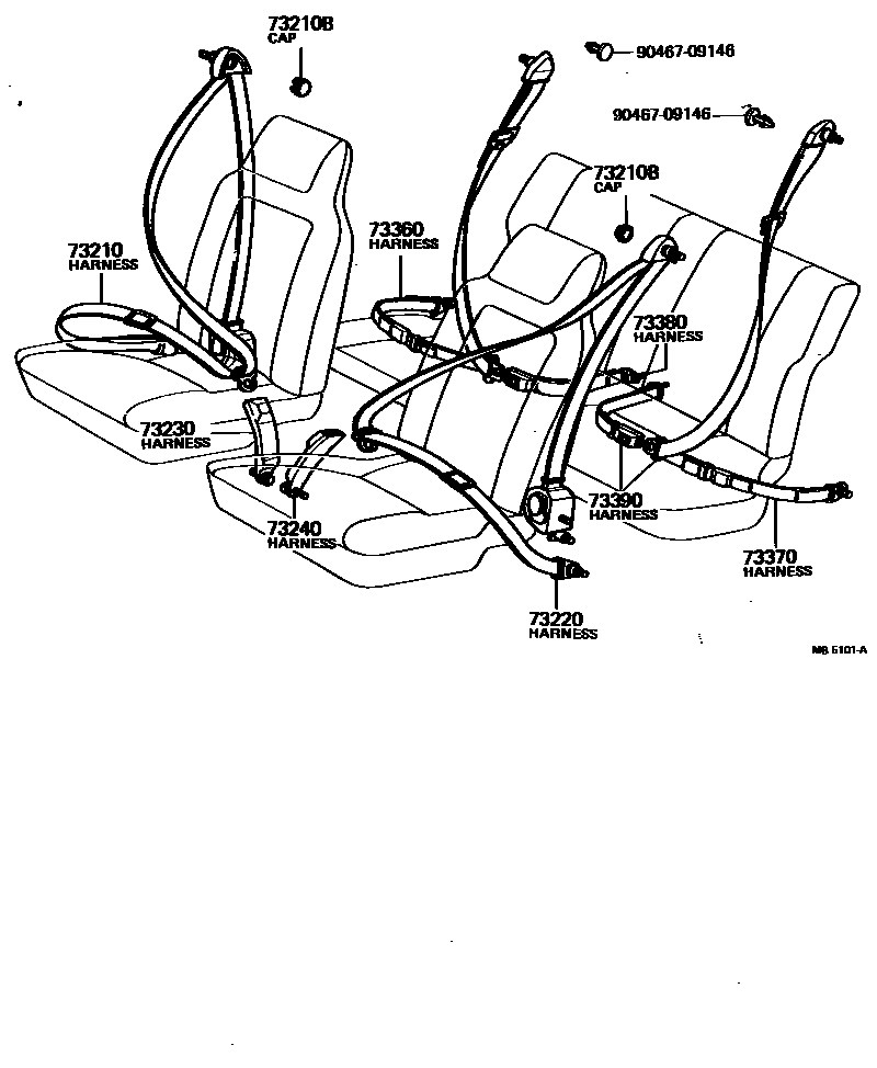 Toyota COROLLA 安全带和儿童保护座椅 EPC diagram — MB5101A