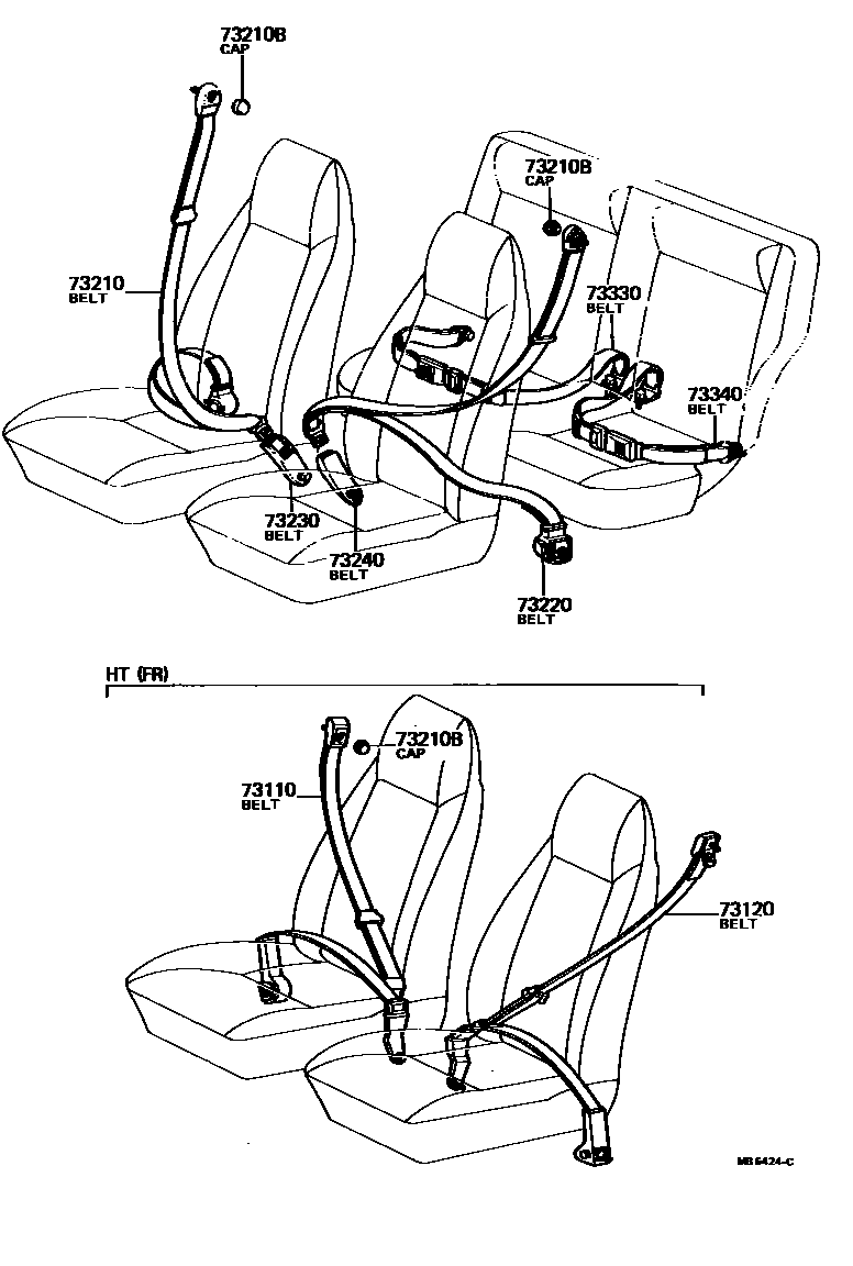 Toyota COROLLA 安全带和儿童保护座椅 EPC diagram — MB5424C