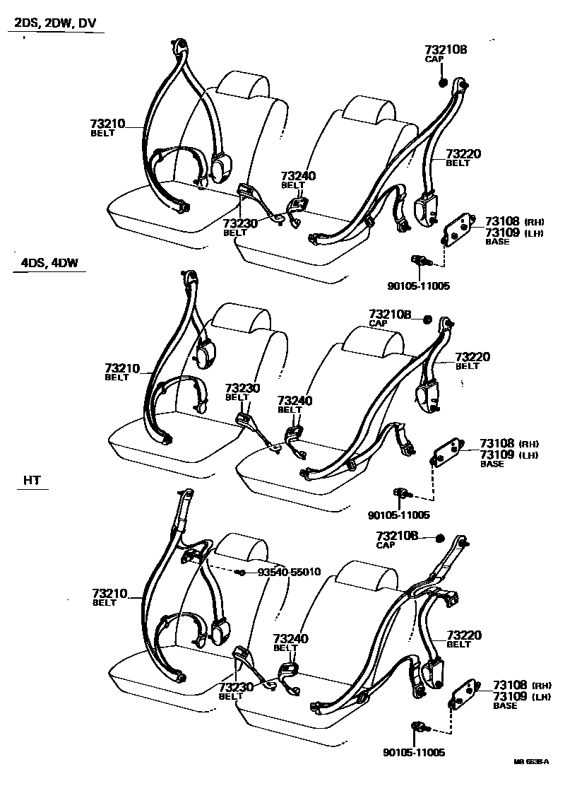 Toyota COROLLA 安全带和儿童保护座椅 EPC diagram — MB6638A