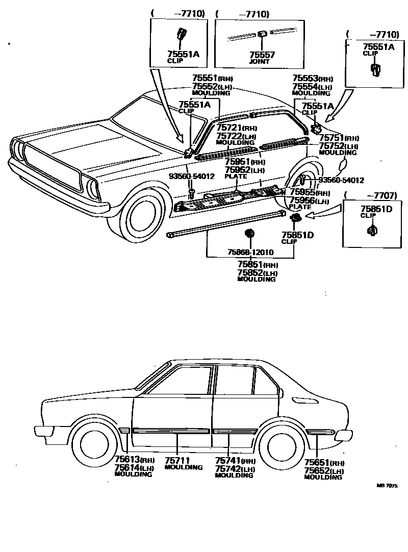 Toyota COROLLA 侧防护条 EPC diagram — MB7975
