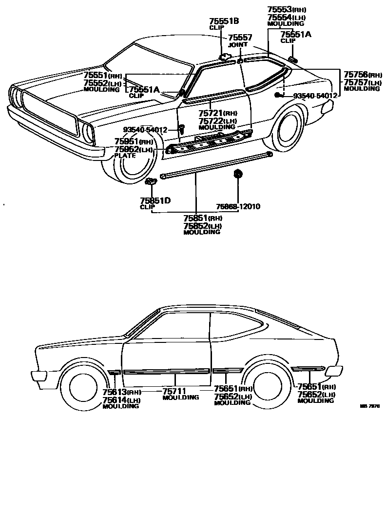 Toyota COROLLA 侧防护条 EPC diagram — MB7976