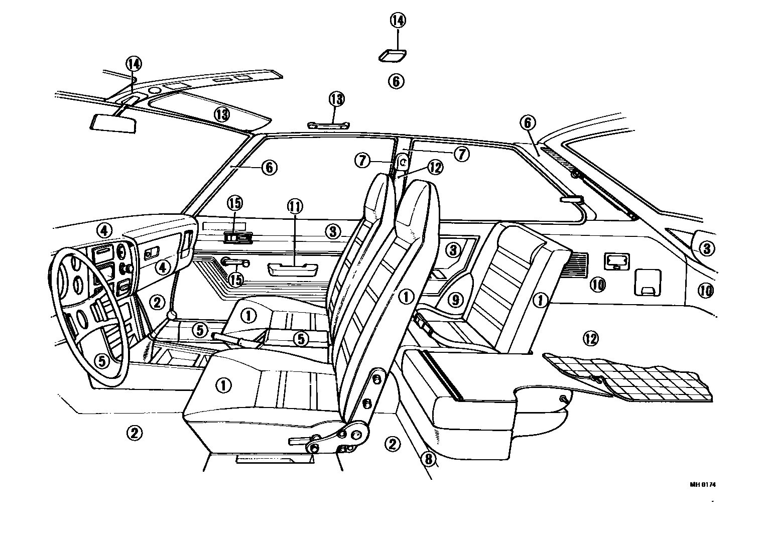Toyota COROLLA 颜色判定表 EPC diagram — MH0174