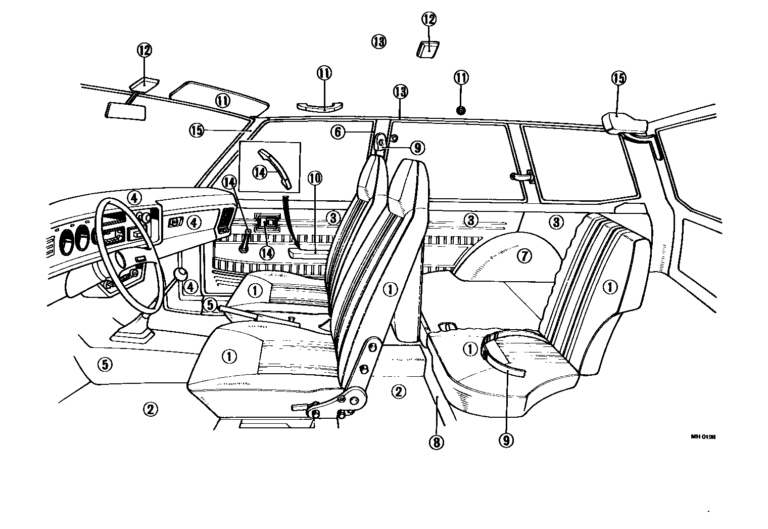 Toyota COROLLA 颜色判定表 EPC diagram — MH0198