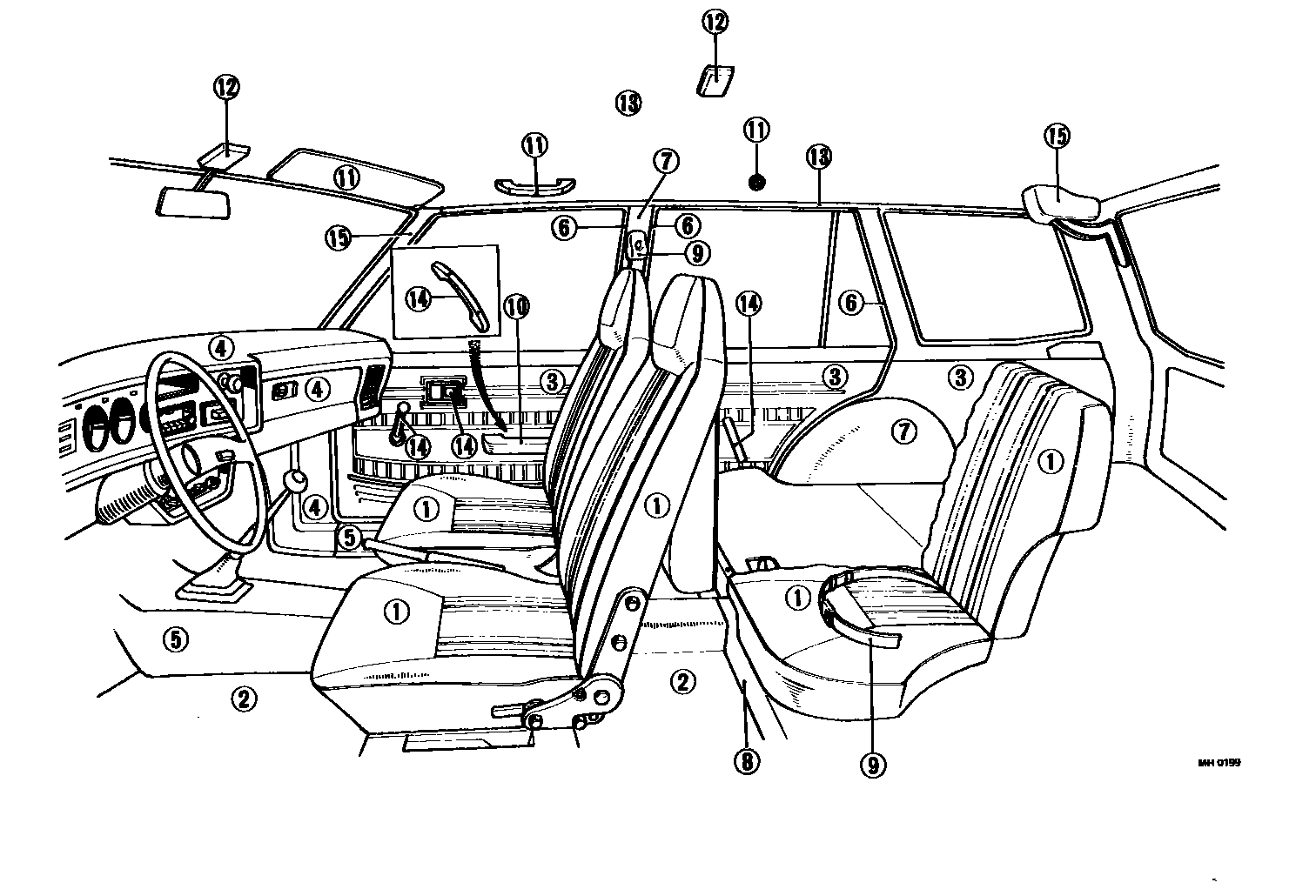 Toyota COROLLA 颜色判定表 EPC diagram — MH0199
