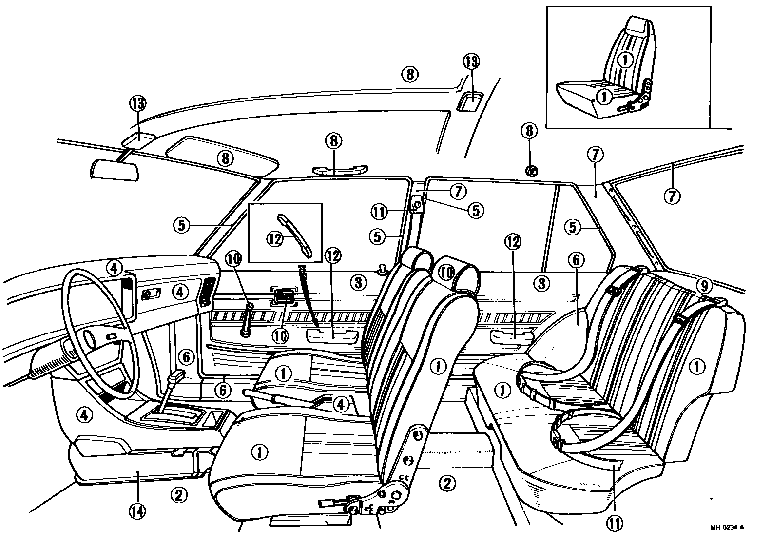 Toyota COROLLA 颜色判定表 EPC diagram — MH0234A