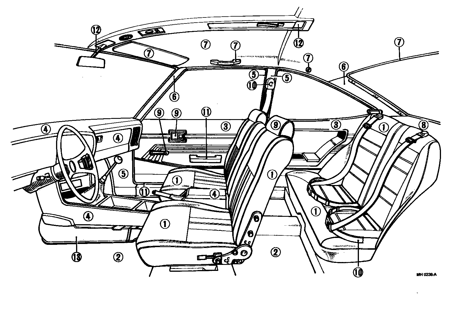Toyota COROLLA 颜色判定表 EPC diagram — MH0236A