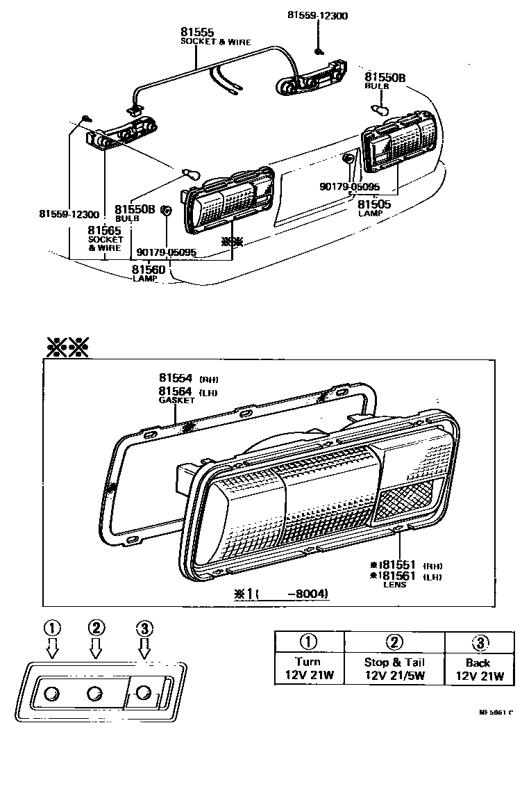 Toyota COROLLA 后组合灯 EPC diagram — ME5861C