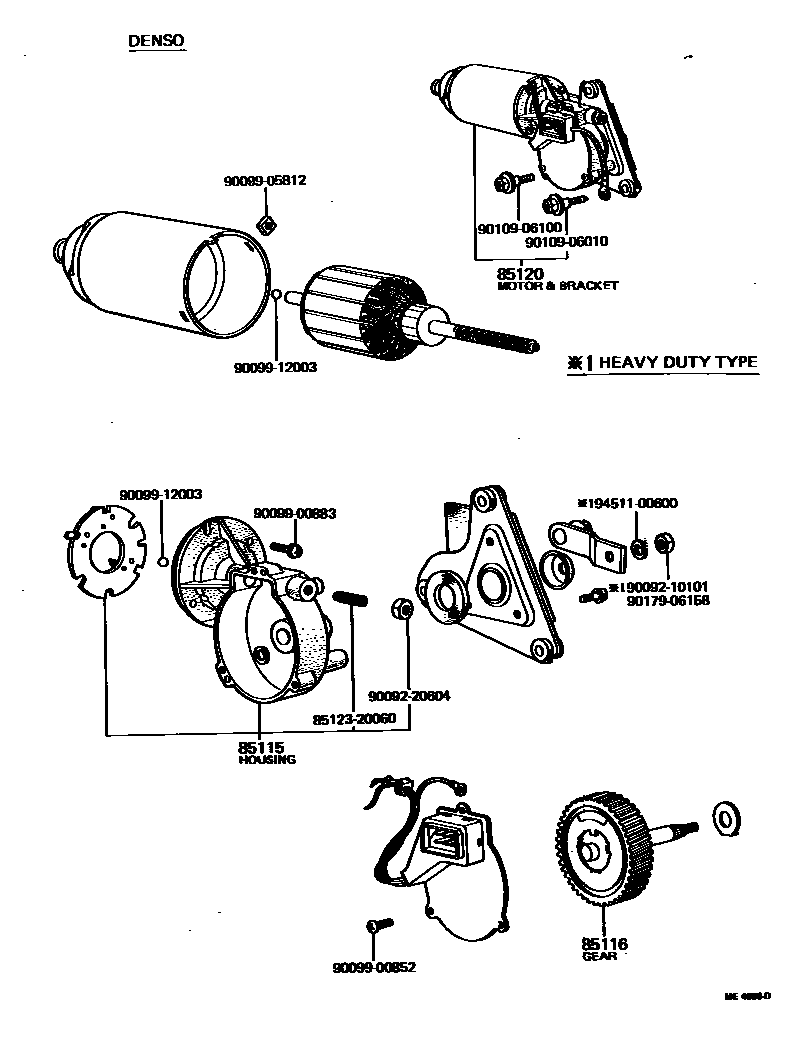 Toyota COROLLA 挡风玻璃刮水器 EPC diagram — ME4868D