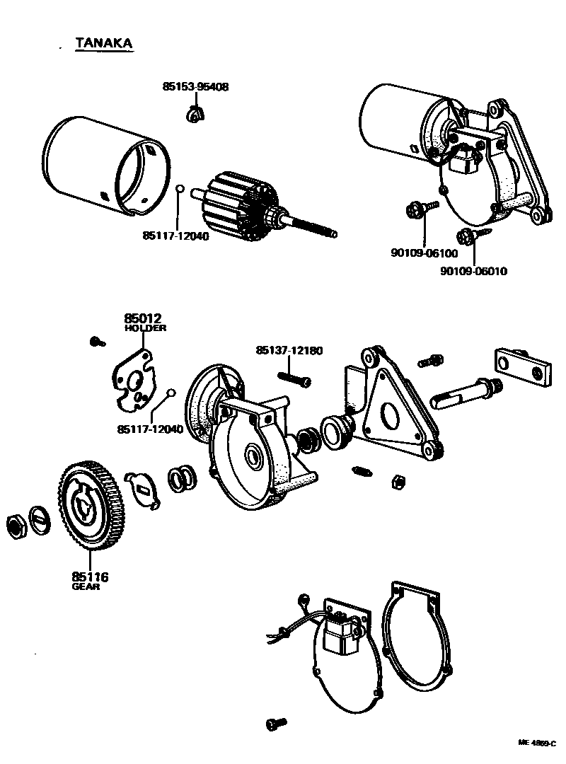 Toyota COROLLA 挡风玻璃刮水器 EPC diagram — ME4869C