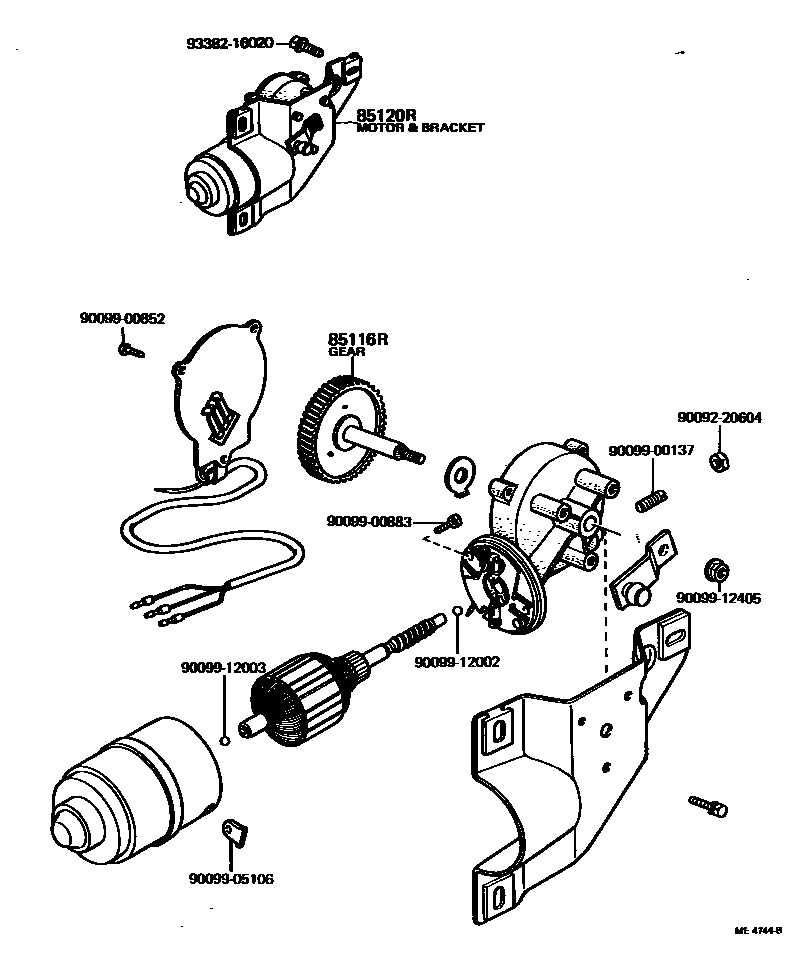 Toyota COROLLA 后刮水器 EPC diagram — ME4744B