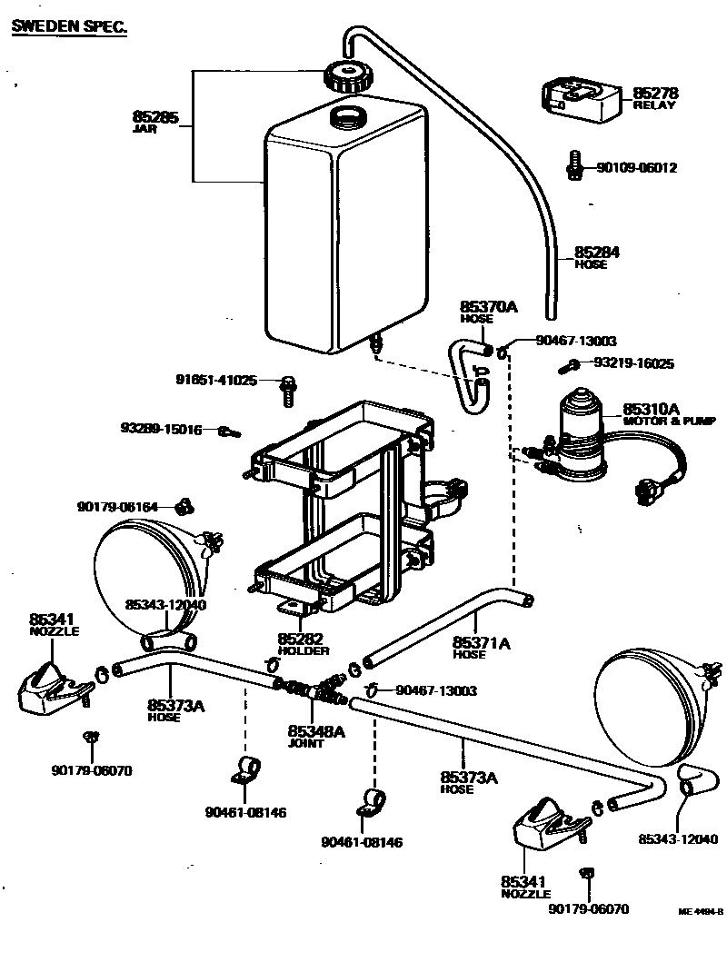 Toyota COROLLA 前大灯清洗器 EPC diagram — ME4494B